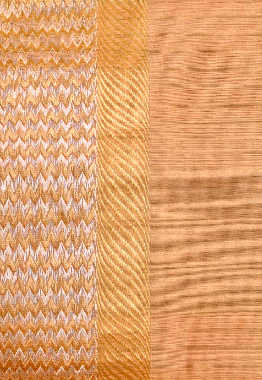 Sand Plain Maheshwari Saree with Golden Stripe Pallu